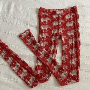 Free People Red Thermal Waffle Pyjama Bottoms with Elephant Print